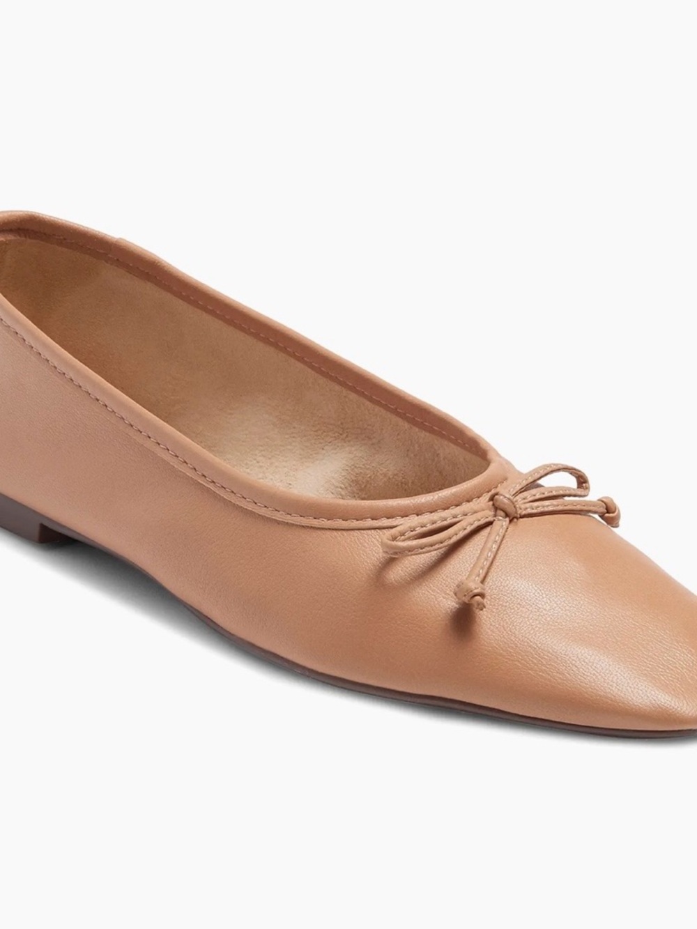 Schutz Women's Arissa Ballet Flat, Leather, Honey Beige Square Toe, Size 11